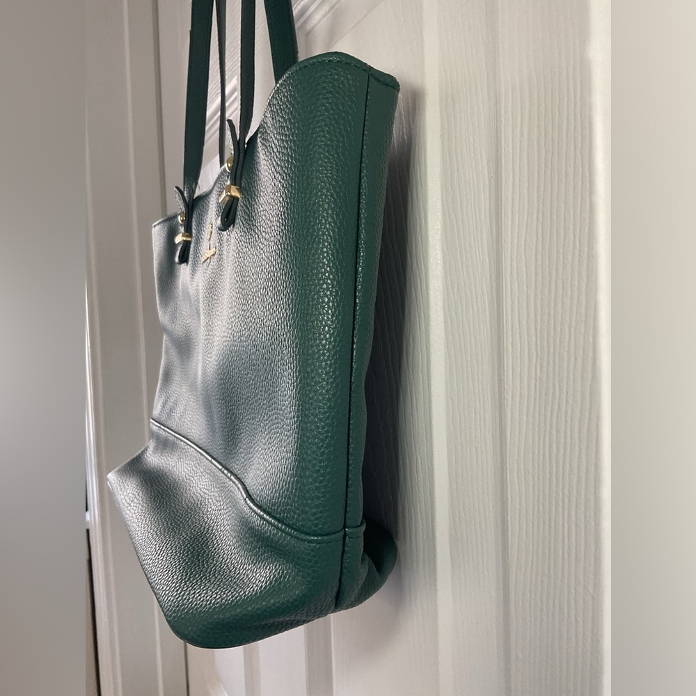 Nanette Lepore Green Pebbled Leather Tote Shoulder Work Bag - Picture 2 of 11